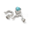 Brass Heart Fold Over Clasps KK-Z083-05P-02-3