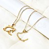304 Stainless Steel Laser Cut Penguin with Fish Pendant Necklaces for Women Men NJEW-Q032-01B-G-3