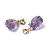 Natural Amethyst Fox Spring Ring Clasp Charms HJEW-P014-07G-3