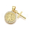Rack Plating Brass Micro Pave Cubic Zirconia Pendants KK-K401-74G-1