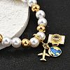 Travel Theme Brass Stretch Bracelets BJEW-C098-05-3