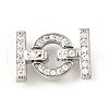 Rack Plating Brass Micro Pave Clear Cubic Zirconia Fold Over Clasps KK-V008-23P-1