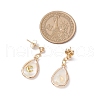 Brass Natural Paua Shell Teardrop Dangle Stud Earrings EJEW-JE06408-01-3