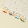 4Pcs Cuboid Alloy with Synthetic Cherry Quartz Glass & Natural Amethyst & Natural Green Aventurine Finger Rings FS-WGC9A40-01-1