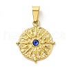 PVD Vacuum Plating 304 Stainless Steel with Capri Blue Rhinestones Pendants STAS-G261-14G-1