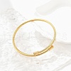 PVD Vacuum Plating 304 Stainless Steel Open Cuff Bangle with Oval Beaded BJEW-C031-01G-6