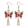 Butterfly Faceted Bicone Glass Beads Snowflake Dangle Earrings EJEW-MZ00429-03-2