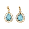 Brass Micro Pave Clear Cubic Zirconia Pendants KK-P302-25G-1