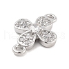 Brass Pave Clear Cubic Zirconia Flower Links Connector Charms KK-Z061-02P-02-2