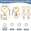 SOFPLATE 40Pcs 4 Colors Heart Shape Zinc Alloy Swivel Lobster Clasp FIND-SP0002-60-2