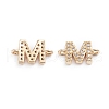 Brass Micro Pave Cubic Zirconia Letter Links ZIRC-I042-16G-M-2