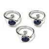 Natural Gemstone Adjustable Rings RJEW-K269-08P-2