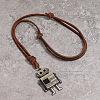 Robot Alloy Pendant Cowhide Cord Necklaces FS-WG42062-01-3