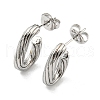 Non-Tarnish 304 Stainless Steel Oval Stud Earrings EJEW-R154-01P-1
