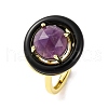Rack Plating Round Brass Enamel Adjustable Rings RJEW-U004-01F-G-1