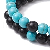 2Pcs 2 Colors Dyed Synthetic Turquoise Beaded Stretch Bracelets for Women Men BJEW-JB11552-5
