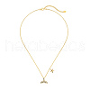Summer Beach 925 Sterling Silver Micro Pave Clear Cubic Zirconia Cable Chain Whale Tail & Starfish Pendant Necklaces NJEW-Q342-02G-2