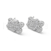 Bear Rack Plating Brass Cubic Zirconia Stud Earrings for Women EJEW-K245-25P-1