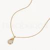 Teardrop 304 Stainless Steel Pave Cubic Zirconia Pendant Necklaces for Women FS-WGB9EB4-01-1