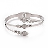 Non-Tarnish 201 Stainless Steel Ball Beaded Open Bangle BJEW-G648-05P-1