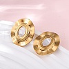 304 Stainless Steel Natural White Shell Stud Earrings EJEW-Z103-01G-02-3