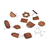 Fashewelry 22Pairs 11 Style Walnut Wood Stud Earring Findings MAK-FW0001-01-20