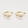 Brass Cubic Zirconia Hoop Earring Findings with Latch Back Closure KK-T048-030G-NF-1