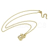 Brass Micro Pave Clear Cubic Zirconia Cat Pendant Necklaces for Women NJEW-Z042-01G-02-2