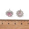 Flower Brass Micro Pave Clear Cubic Zirconia Stud Earrings for Women EJEW-G428-17P-5