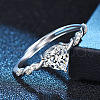 Heart Adjustable Brass with Crystal Rhinestone Finger Rings for Women FS-WG8858D-01-4