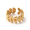 PVD Vacuum Plating 304 Stainless Steel Leafy Branch Open Cuff Ring for Women RJEW-P081-01G-2