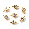 201 Stainless Steel Crystal Rhinestone Flat Round Connector Charms STAS-F318-04G-1