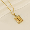 304 Stainless Steel Micro Pave Clear Cubic Zirconia Rectangle with Hollow Letter Pendant Necklaces FS-WGAE794-05-1