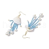 3Pairs Glass & Natural Shell & Non-magnetic Synthetic Hematite Dangle Earrings EJEW-MZ00383-6