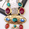Oval Square Baroque Style Alloy & Colorful Resin Statement Bib Necklaces FS-WG6C445-01-3