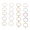 20Pcs 20 Styles Shell Pearl & Glass & Synthetic Turquoise & Synthetic Moonstone Beads Stretch Bracelets & 304 Stainless Steel Charm Bracelets for Women BJEW-JB11996-4