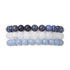3Pcs 3 Styles Natural Mixed Gemstone Round Beaded Stretch Bracelets Set BJEW-JB10139-03-1