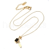 Ion Plating(IP) 304 Stainless Steel Pave Glass Cardano Chain Rectangle Pendant Necklaces NJEW-H037-04G-01-2