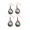 Synthetic Turquoise Teardrop Dangle Earrings EJEW-B055-02R-23-1