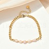 Natural Pearl Beaded Link Bracelets BJEW-A038-02G-2