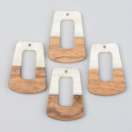 Opaque Resin & Walnut Wood Pendants RESI-S389-034A-C04-1