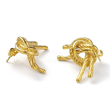 Ion Plating(IP) 304 Stainless Steel Knot Stud Earrings for Women EJEW-K244-04G-1