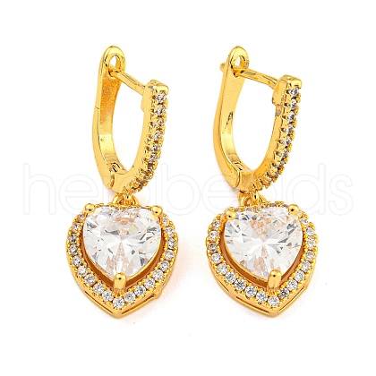 Rack Plating Brass Micro Pave Cubic Zirconia Hoop Earrings EJEW-H310-02G-1