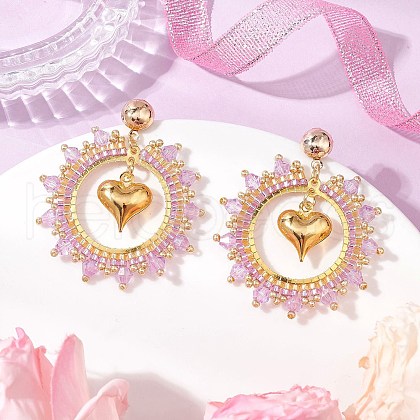 Iron Heart Dangle Stud Earrings EJEW-MZ00405-02-1