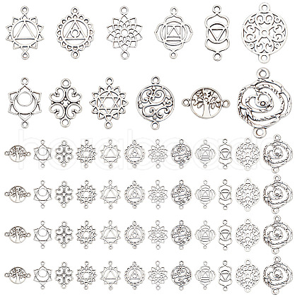 GOMAKERER 96Pcs 12 Styles Tibetan Style Alloy Hollow Connector Charms Sets TIBE-GO0001-06-1