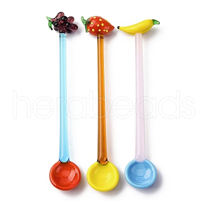 Handmade Glass Fruits Spoons AJEW-A067-01-1