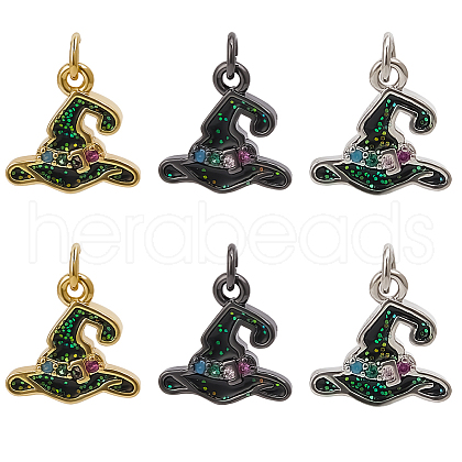 Beebeecraft 9Pcs 3 Colors Brass Micro Pave Colorful Grade AAA Cubic Zirconia Pendants KK-BBC0015-44-1