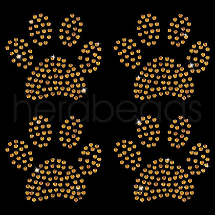 Paw Print Hotfix Glass Rhinestone DIY-WH0453-71B-02-1
