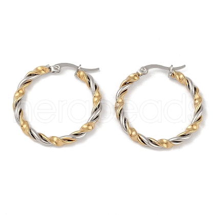 Ion Plating(IP) 201 Stainless Steel Twist Hoop Earrings EJEW-I309-34GP-1