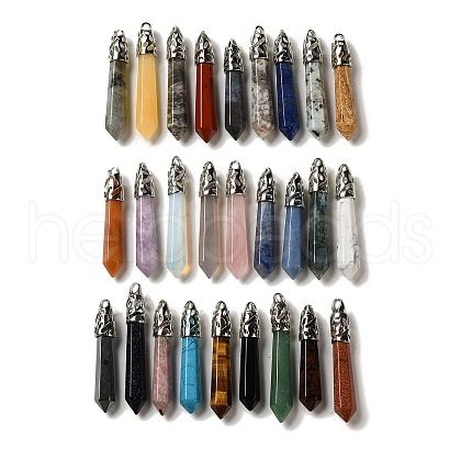 Natural & Synthetic Mixed Gemstone Pointed Big Pendants G-Z055-01P-1